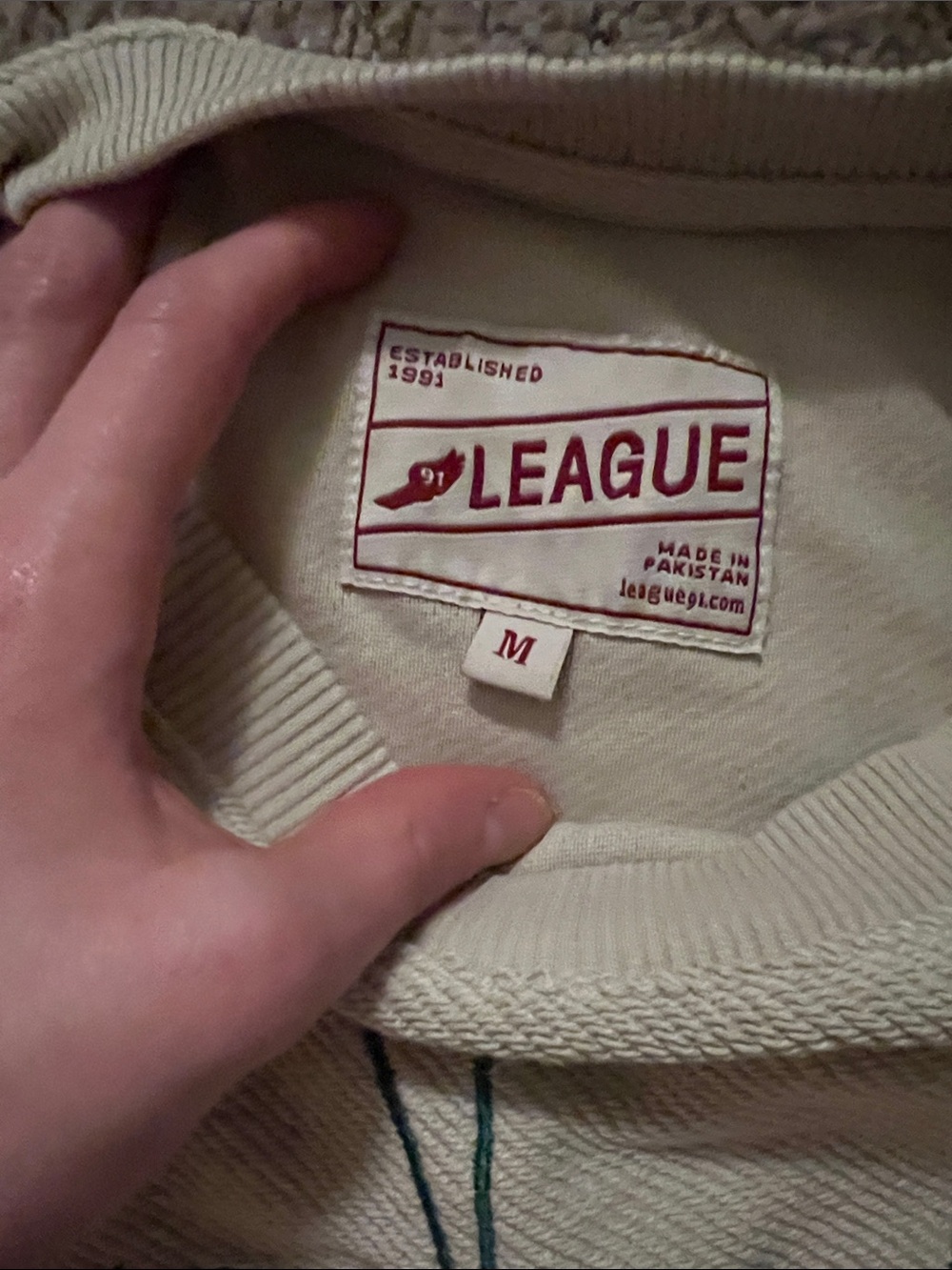 League Beige Crewneck Sweater with Green Lettering Chattahoochee National Forest - Picture 5 of 5
